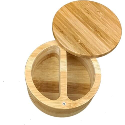 Original Salt Box Round Shape Multi Size Bamboo Environmental Eco-friendly For Home Kitchen Gadget Seasoning Bottle
