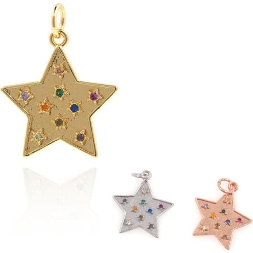 Cubic Zirconia Star Necklace Star Bracelet Charm Star Pendant DIY Jewelry Making Accessories 21.3x16.5x1.8mm