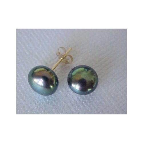 A pair of natural 11-12mm Freshwater pearl BLACK pearl earrings natural gem/stone/coral/opal EarringsWomen Party