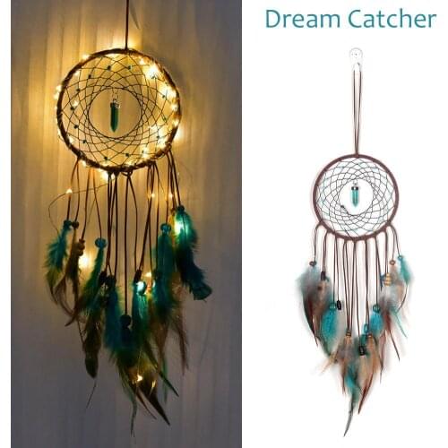 Lights Dreamcatcher Wall Decoration Feathers Rattan Dream Catcher Craft Gift Home Decoration Wind Chimes