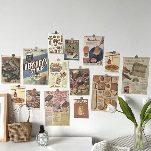 Retro Poster Sticker Gourmet Pattern Craft Cards Thanks Card DIY Postcard Photo Props Living Room Background Wall Decor