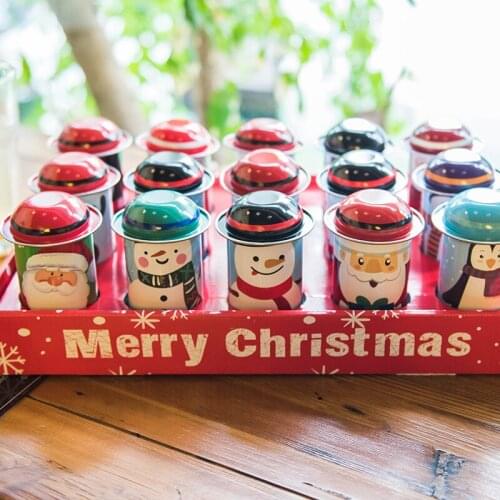 Christmas cylinder gift tin box gift box packaging wearing hat small tin can lipstick change can candy