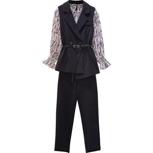 Spring Fall Formal Women 3 Piece Set Top And Pants Plus Size Business Suit Office Work Ensemble Femme Conjunto Feminino Vest
