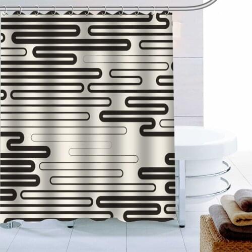 Modern Stylish Classic Geometric Pattern Shower Curtain Waterproof Mildew Proof Bath Curtain Polyester Fabric Bathroom Curtain