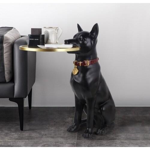 Modern creative light luxury floor decoration big dog living room sofa coffee table model room storage decoration gifts