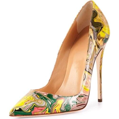 12cm Super High Heels Sexy Shoes Women Fashion Pumps Shoes Thin Heel Patent Leather Pointed Toe Shallow Single Shoe Sandalias