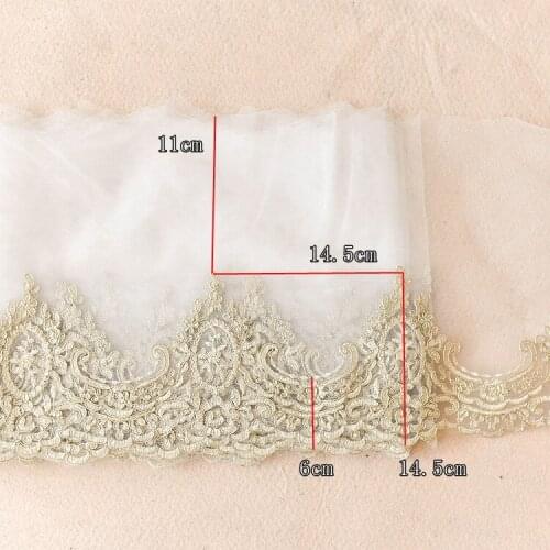 Gorgeous court style super wide light golden car bone lace embroidery lace wedding dress childrens fashion accessories