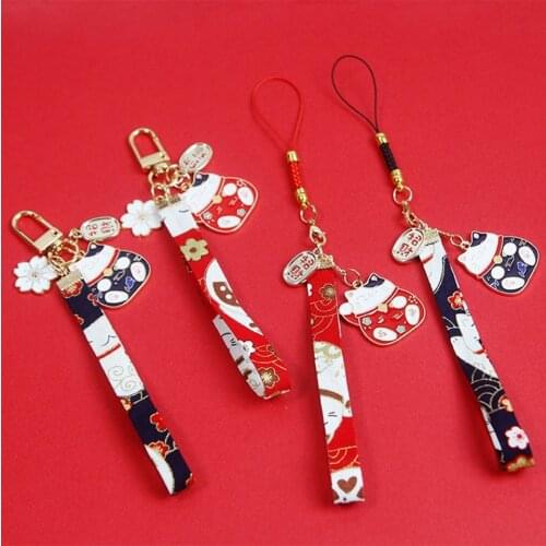 Japanese Smart phone Strap Lanyards for iPhone Samsung Keys Decoration Daisy Tassel Cat Mobile Phone Strap Rope Phone Charm Gift