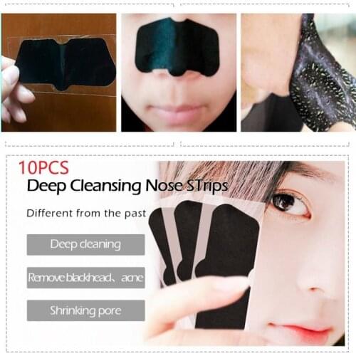 10pcs Bamboo Charcoal Blackhead Remover Mask Face Deep Cleansing Black Mud Mask Blackhead Remover Peel-Off Mask Deep Clean