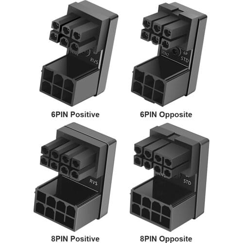 ATX 8pin Male 180 Degree Angled to 8Pin Female Power Adapter for Desktops Graphics Card ATX 6Pin Female to 6Pin Male