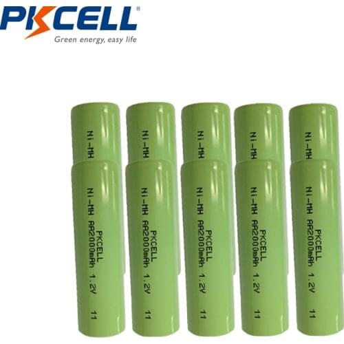 20pcs Pack PKCELL NIMH AA Battery 1.2V Rechargeable Batteries 2A Battery 2000mAh Industrial Flat Top Point