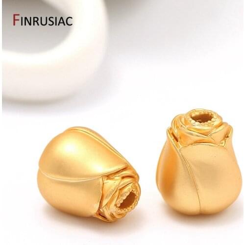 Accessories For Jewelry Making Gold Color Rose Bud Jewellery Components DIY Bracelet Necklace Earrings Small Pendant