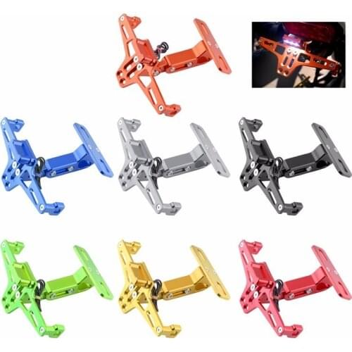 Aluminum Motorcycle Adjustable Angle License Plate Frame Motorbike Rear License Bracket With Light For Honda Kawasaki Yamaha KTM