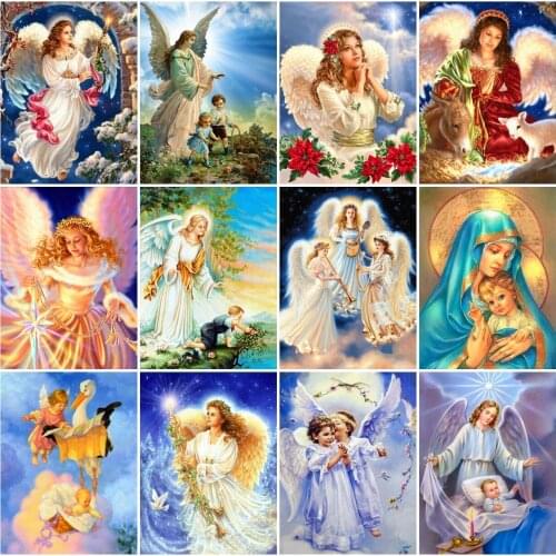 AZQSD Full Drill Diamond Painting Angle Mosaic Needlework Rhinestones Diamond Embroidery Girl Cross Stitch Handmade Home Decor