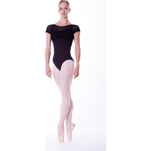 Sansha Ballet Dance Costume Adult Short Sleeves Round-necked Backless Dance Leotard Women Lace Practice Leotard 50AI0059