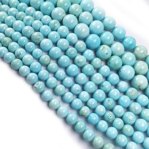 Natural Stone Beads round Gem beads Light blue turquoises loose Spacer beaded For jewelry making DIY charm bracelet accessories