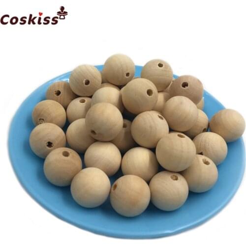Nursing Chewing Wooden Teether For Baby Teether Necklaces/bracelets 0.39"(10mm) Wooden Natural Round Beads DIY Baby Teether Toys