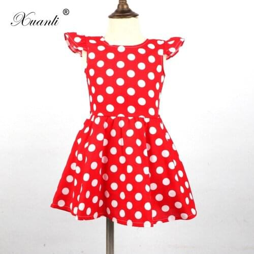 Girls Christmas Birthday Party Dresses Kids Sleeveless Dresses Summer Dot pattern Leaves Printed Dresses For Childrens Costume