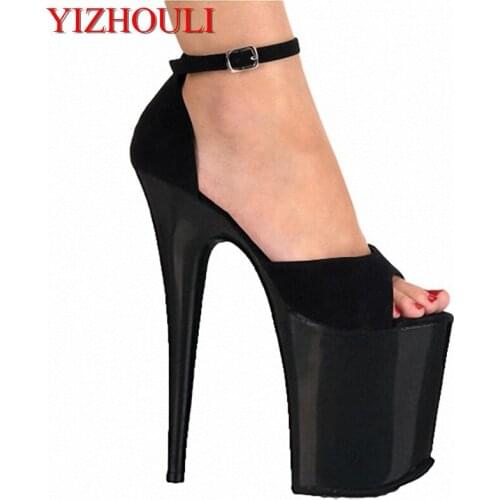 Wild sexy black comfortable suede sponge bottom round head 20 cm high, bag with Dance Shoes