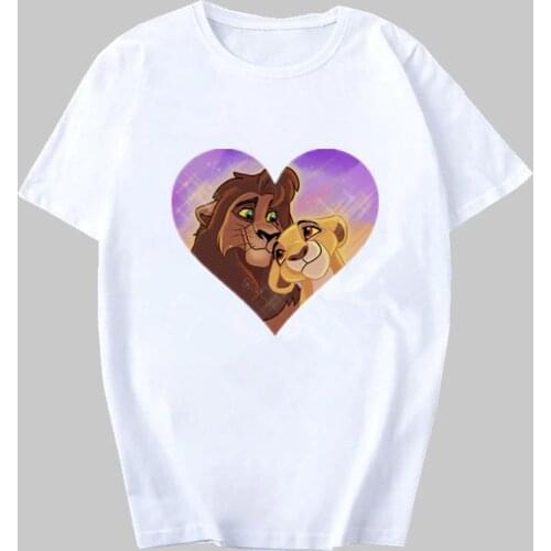Disney Lion King Printed T Shirt Women 90s Graphic T-shirt Harajuku Tops Tee Cute Short Sleeve Animal Tshirt Female Tshirts