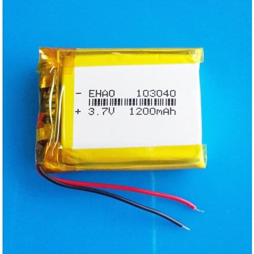 EHAO 103040 3.7V 1200mAh lipo polymer lithium Rechargeable battery for MP3 GPS navigator DVD recorder headset e-book camera