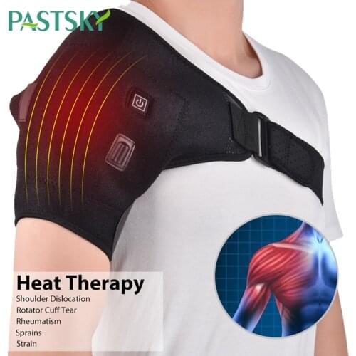 Electric heated shoulder wrap Injury Pain Brace Adjustable Neoprene Single Shoulder Support Hot Cold Therapy Wrap Pad Back Guard