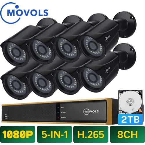 MOVOLS 1080P kit CCTV 8 Camera 2mp Outdoor waterproof Surveillance set IR Security Camera Video Surveillance System 8ch DVR Kits