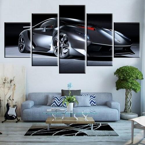 Canvas Paintings Sports Car Lamborghini Wall Art Framework Home Decor 5 Pieces HD Print Decorative Picture Living Room