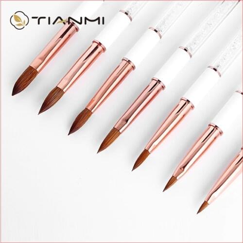 Kolinsky Sable Acrylic Brush Size 2#/4#/6#/8#/10#12#14# Acrylic Brush Professional White Nail Brushes Nail Tools TIANMI