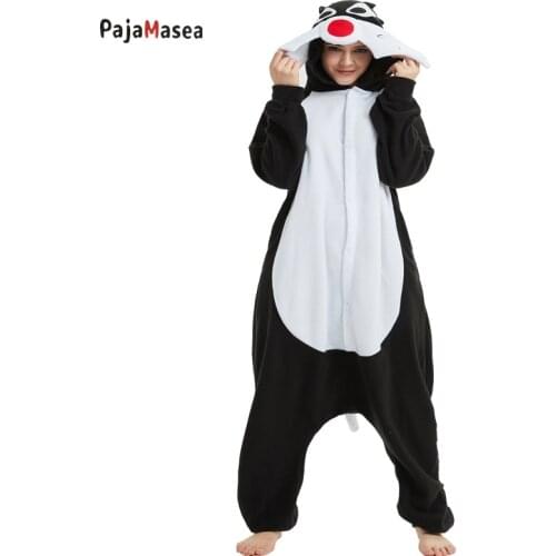 Black Wolf For Adults Onesie Women Girl Sleepwear Romper Cartoon Men Anime Pajamas Family Party Outfits Cosplay Raccoon Kigurumi