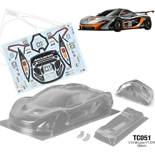 Rc Car Shell McLaren P1 GTR Clear Body + Stickers + Tail Wing + Lamp Cup For 1:10 Scale On Road Racing Cars Model