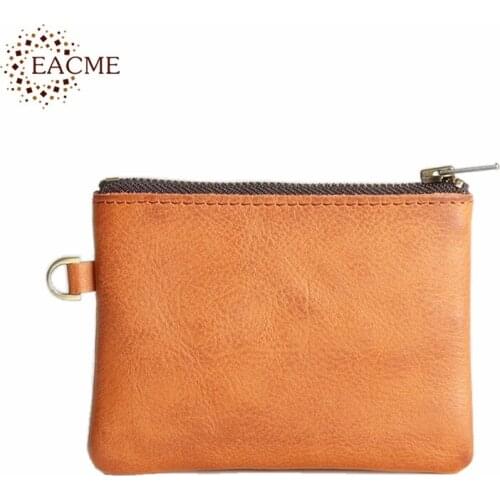 Genuine Leather Coin Purse Thin Coin Purses Thin Zipper Wallet Coin Bag Mini Pocket Handmade