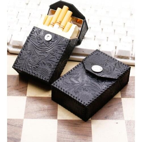 Handmade Tang Grass Leather Cigarette Case 20 Sticks Package Smoking Box Tobacco Storage Tools Protective Cover For Mens Gifts
