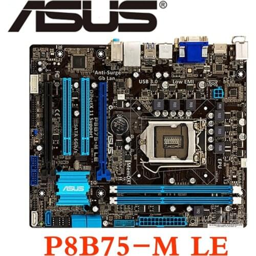 LGA 1155 B75 100% Original ASUS P8B75-M LE P8B75MLE Motherboard Socket SATA III 2 x DDR3 16GB USB3.0 For Intel Mainboard Used