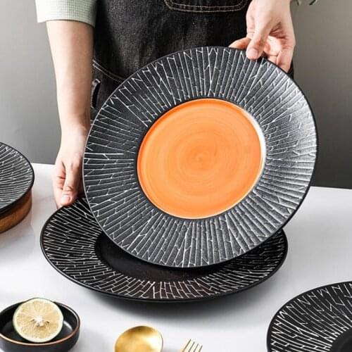 Matte Creativity Porcelain Dinner Plate Geometry Kitchen Plates Ceramic Tableware Food Dish Salad Dish Steak Plate Family Hotel