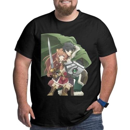 LMHBLTOP The Rising of The Shield Hero T-Shirts Big and Tall Short Sleeve Top Tee for Mens Black
