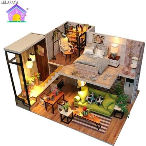 Mini Assembling DIY Wooden Doll House Handmade Crafts Creative Miniature Furniture Building Model Toys Children Birthday Gift