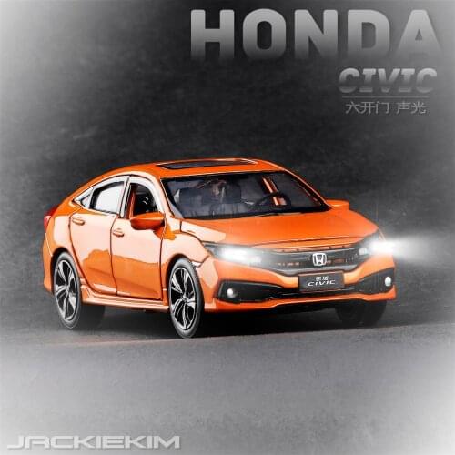 1/32 high simulation 2019 Honda regular Civic six open door alloy car model sound and light model childrens toy car