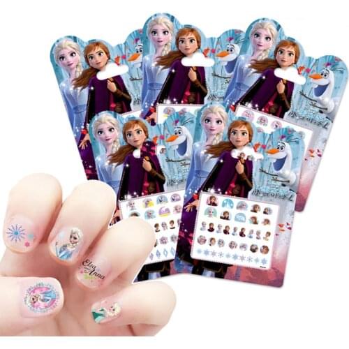 Disney 5pcs girl Frozen2 elsa Anna Makeup Toys Nail Stickers Disney snow White Princess Sophia Mickey Minnie kids sticker toys