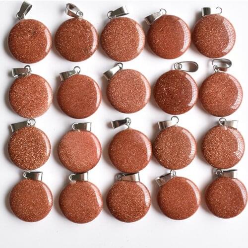 Wholesale 50pcs/lot Fashion good quality gold sand stone round shape charms pendants 20mm jewelry making free shipping