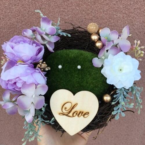 Customized Nest Forest Pink purple Champagne red rings bearer wedding ring box rustic Ring pillow