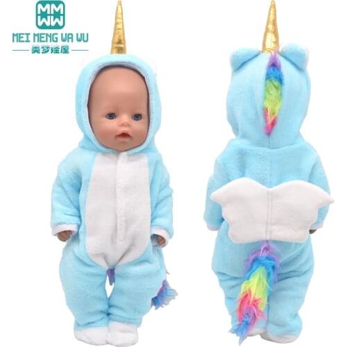Fits 43cm Toys new born doll clothes and American doll Fashion Cartoon one-piece crawling suit