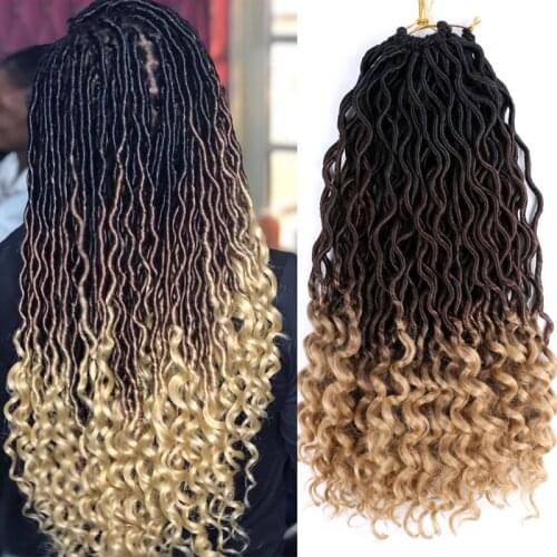 Full Star 24 Strands Curly Faux Locs Crochet braids Black Ombre Blonde Green Synthetic Hair with Loose Curl Ends Dreadlocs