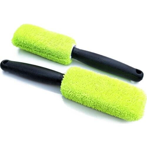 Car Wash Portable Microfiber Wheel Tire Rim Brush With Plastic Handle For Car Trunk Motorcycle Auto Washing Cleaner Tools