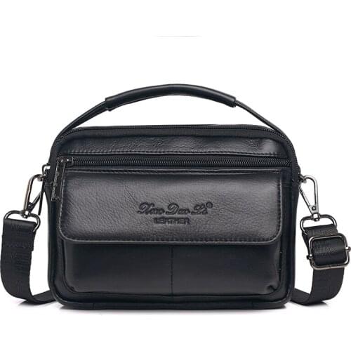 Men Waist Pack Belt Messenger Bag Multi-Function Business Handbag Genuine Leather Bum Fanny Small Tote Cross Body Shoulder Bags