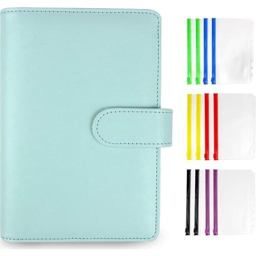 PPYY-A6 PU Leather Notebook Binder, with 12 Colorful Plastic Binder Pockets, Can Store Cash Bank Cards