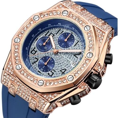 Luxury Brand Mens Watch Fashion Diamond Large Dial Luminous Quartz Military Sports Waterproof Wrist Watch Relogio 2021