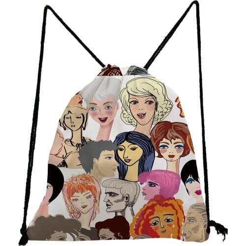 Art People Printed Backpack Creativity Fashion Book Bag Portable Eco Drawstring Bag High Capacity Shoe Bag to School Storage Bag