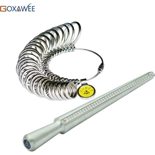 Silver Ring Sizer Finger Sizing jewelers Measuring Stick Metal finger Ring gauge set Mandrel US Size Jewelry Tool Equipment