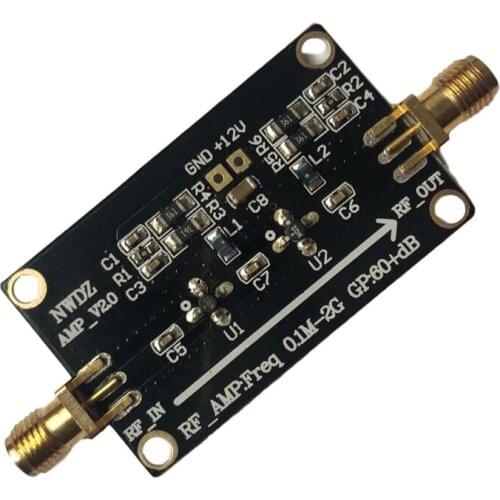 H7JA RF Wideband Amplifier LNA 0.1M-2G Gain 60DB Two-Stage Amplification Professinal o AMP Module